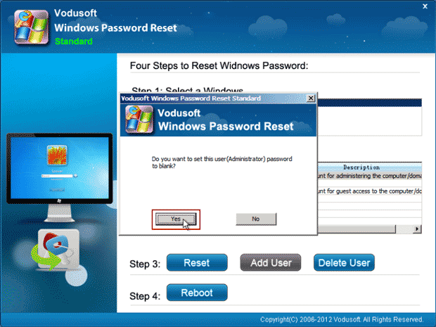 reset user password