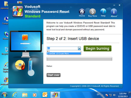 Start burning to USB flash drive