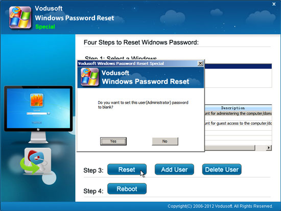 select reset password