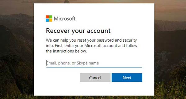 reset microsoft account password Windows 10
